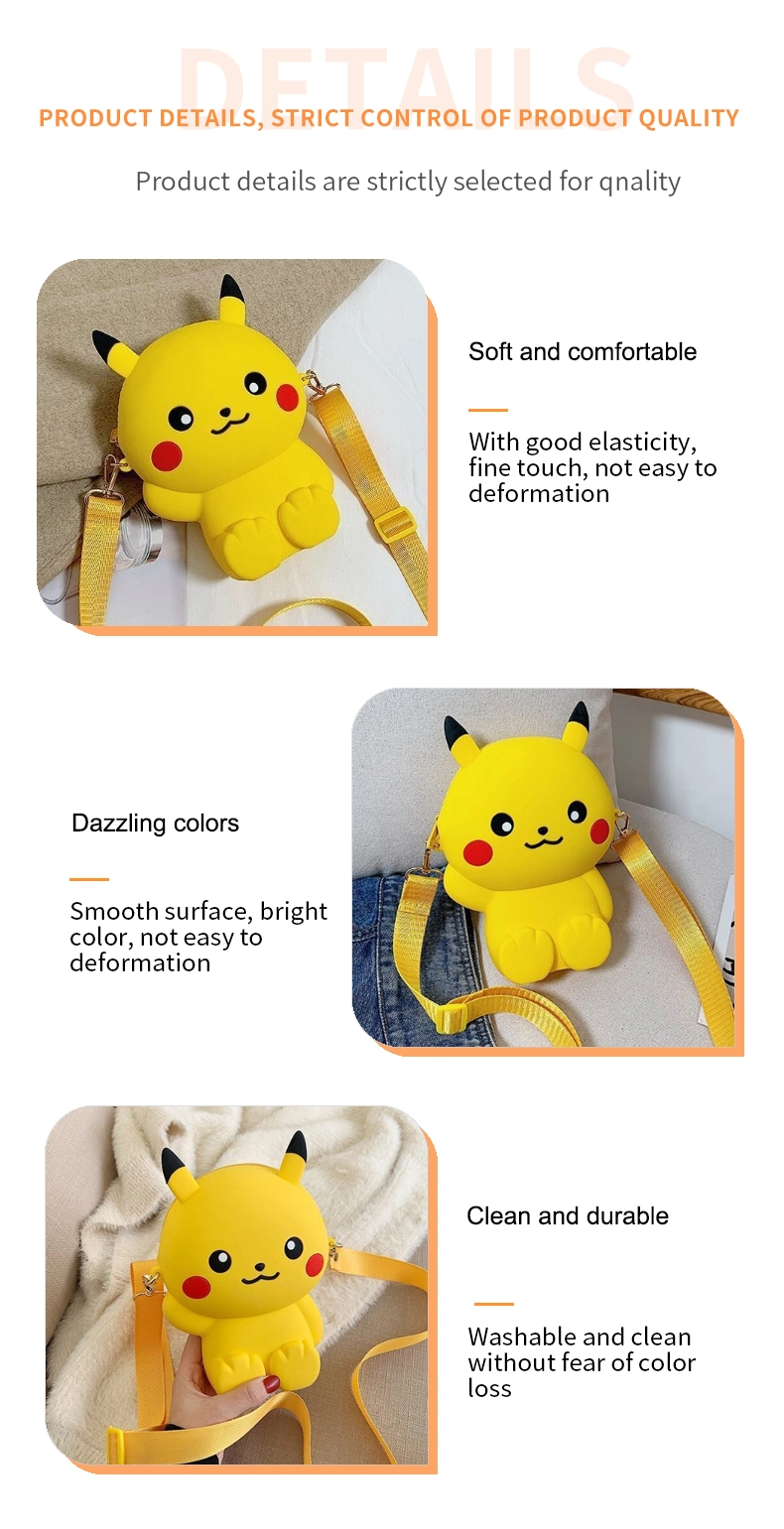 Yellow Small Bag Children′ S Silicone Cartoon Cute Crossbody Bag Single Shoulder Bag Coin Purse Phone Bag